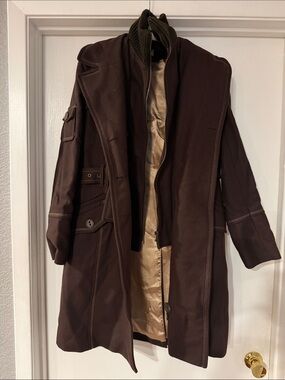 Women's Dark Brown Trench Coat with Inner Zip Layer